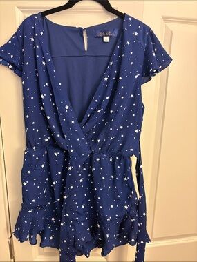 Blue Rain Royal Blue Star-Print Wrap Dress